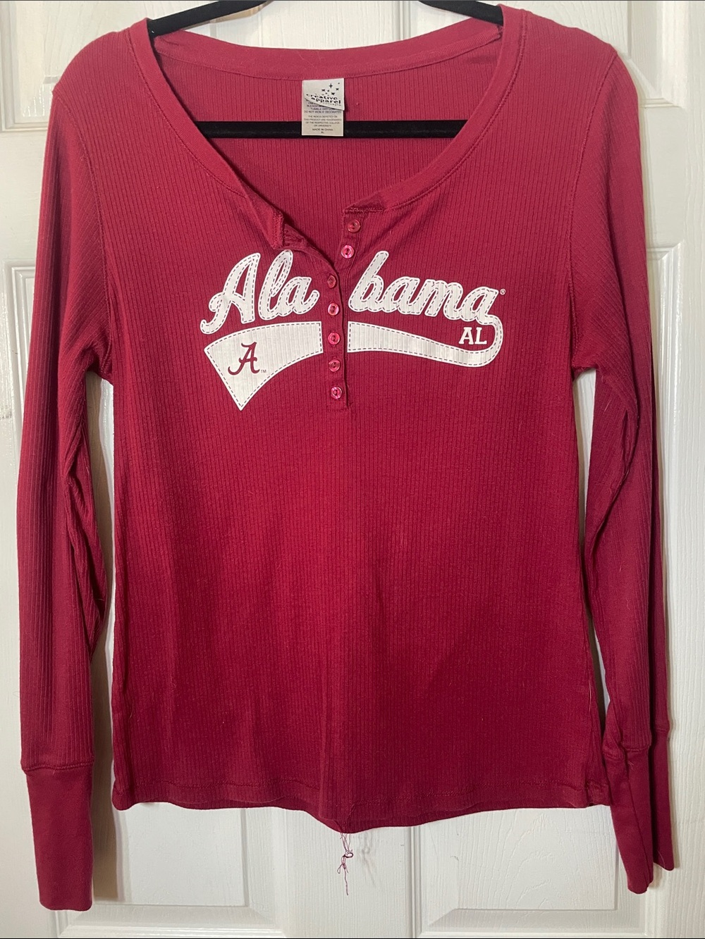 Alabama Women's Crimson Long Sleeve Henley Tee